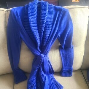 ONE A Blue Sweater with Knit collar